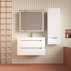 Style Line Тумба под раковину Остин 80 подвесная белая матовая – фотография-3